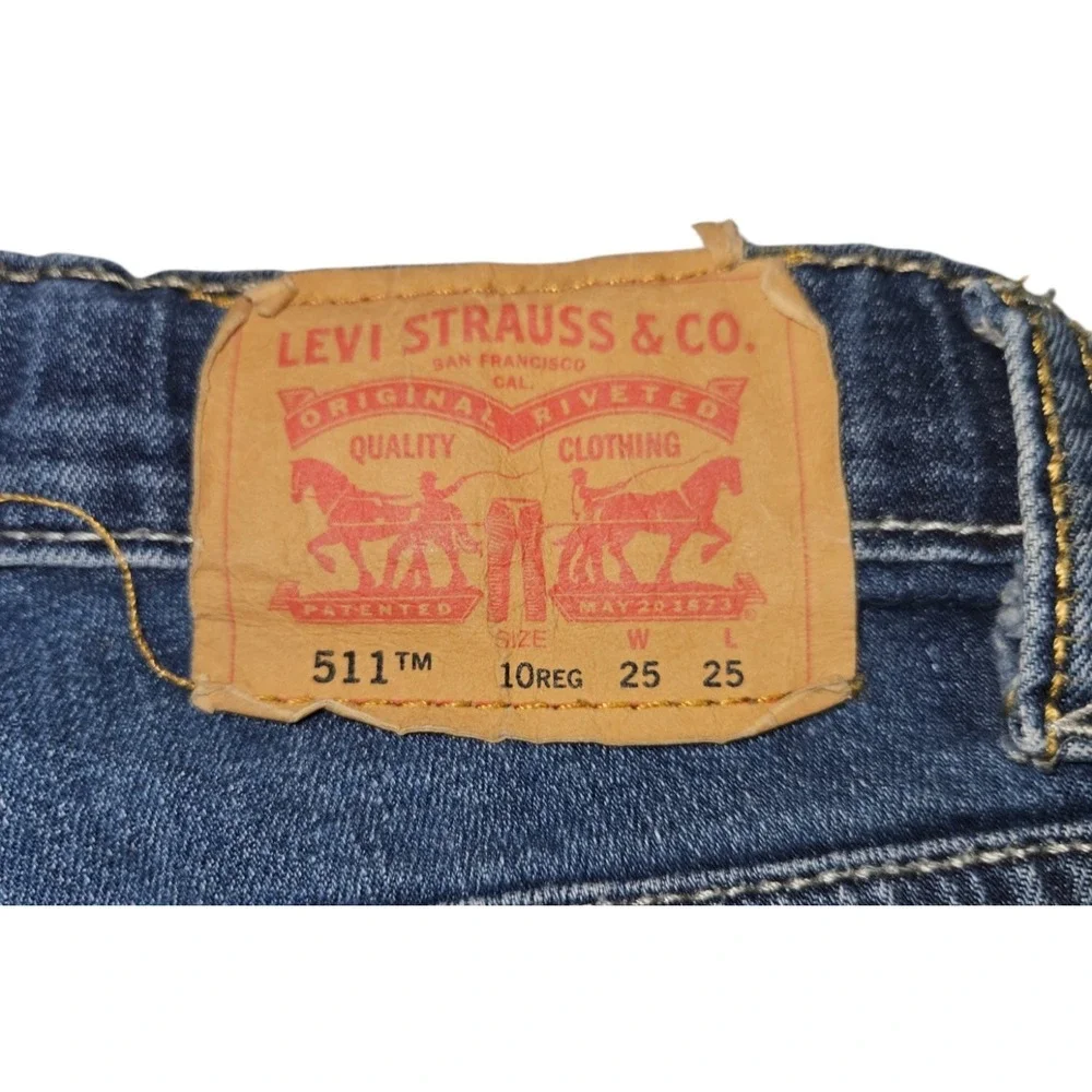 Levi's 511 Slim Fit Jeans Boys 10 Reg W25 L25 Dark Wash Stretch Denim Adjustable
